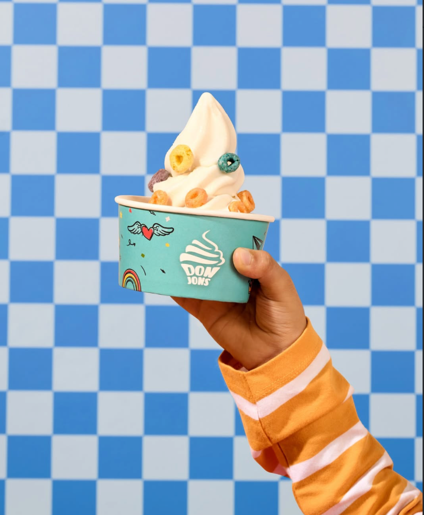 Soft serve cup with cereal loops