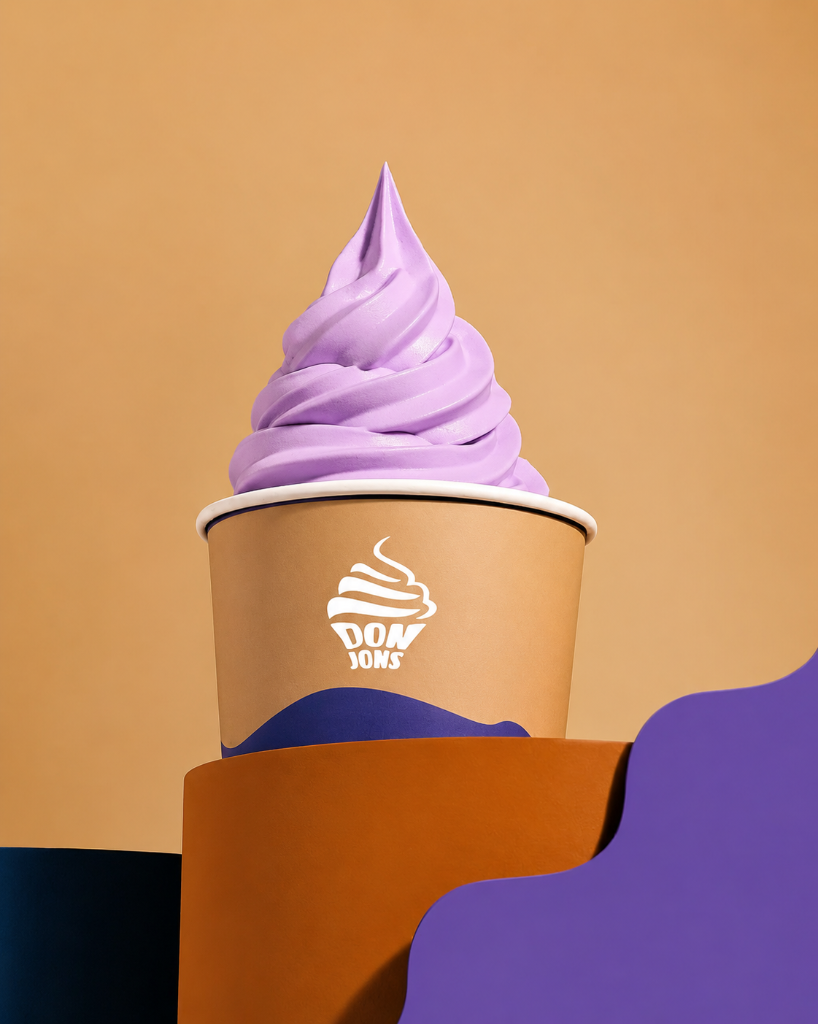 Lavender soft serve on display