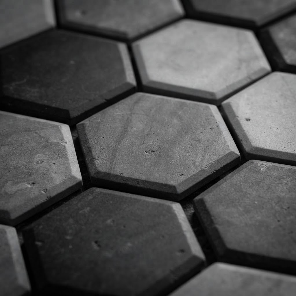 Monochrome Hexagonal Floor Mosaics