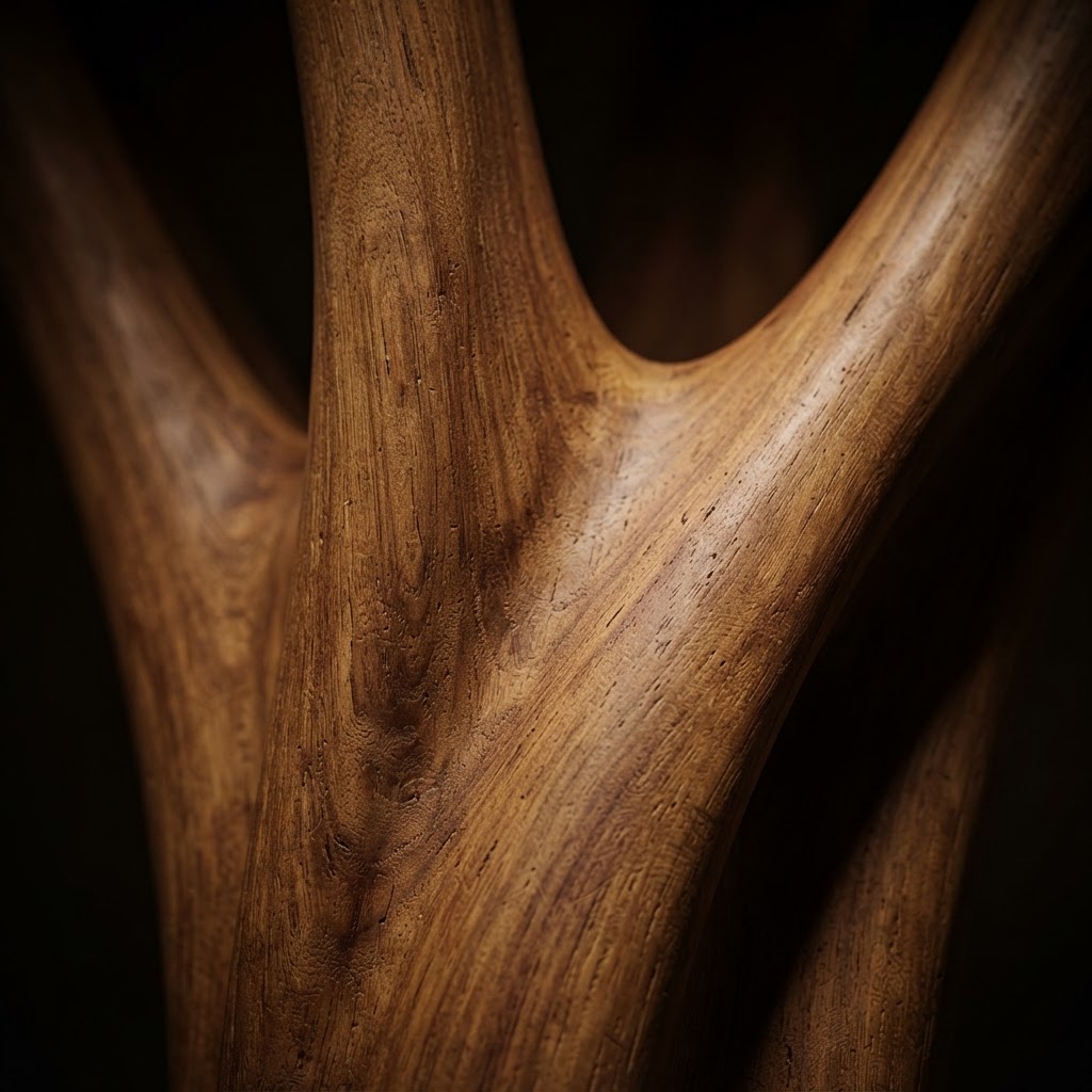 Sculptural Teak Columnar Supports