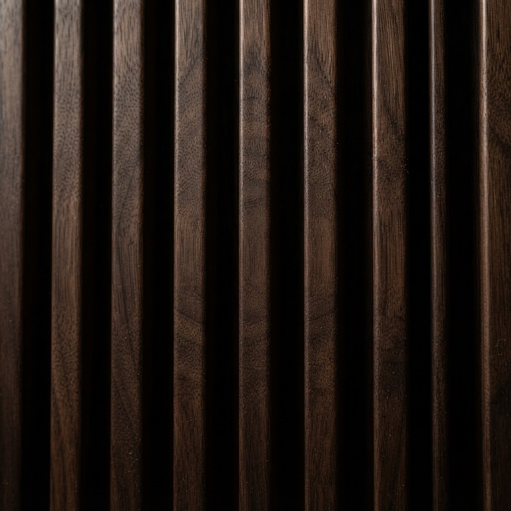 Vertical Ribbed Walnut Wall Paneling