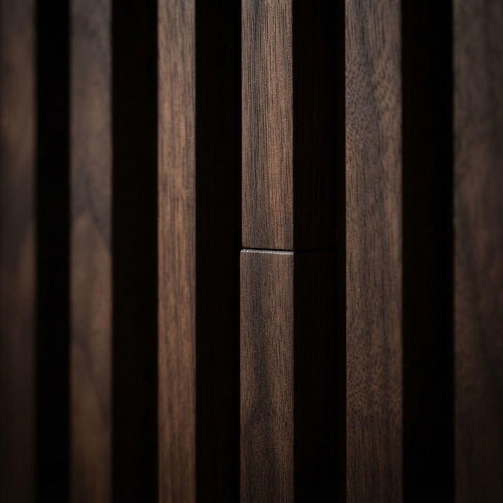 Vertical Slat Walnut Wall Paneling