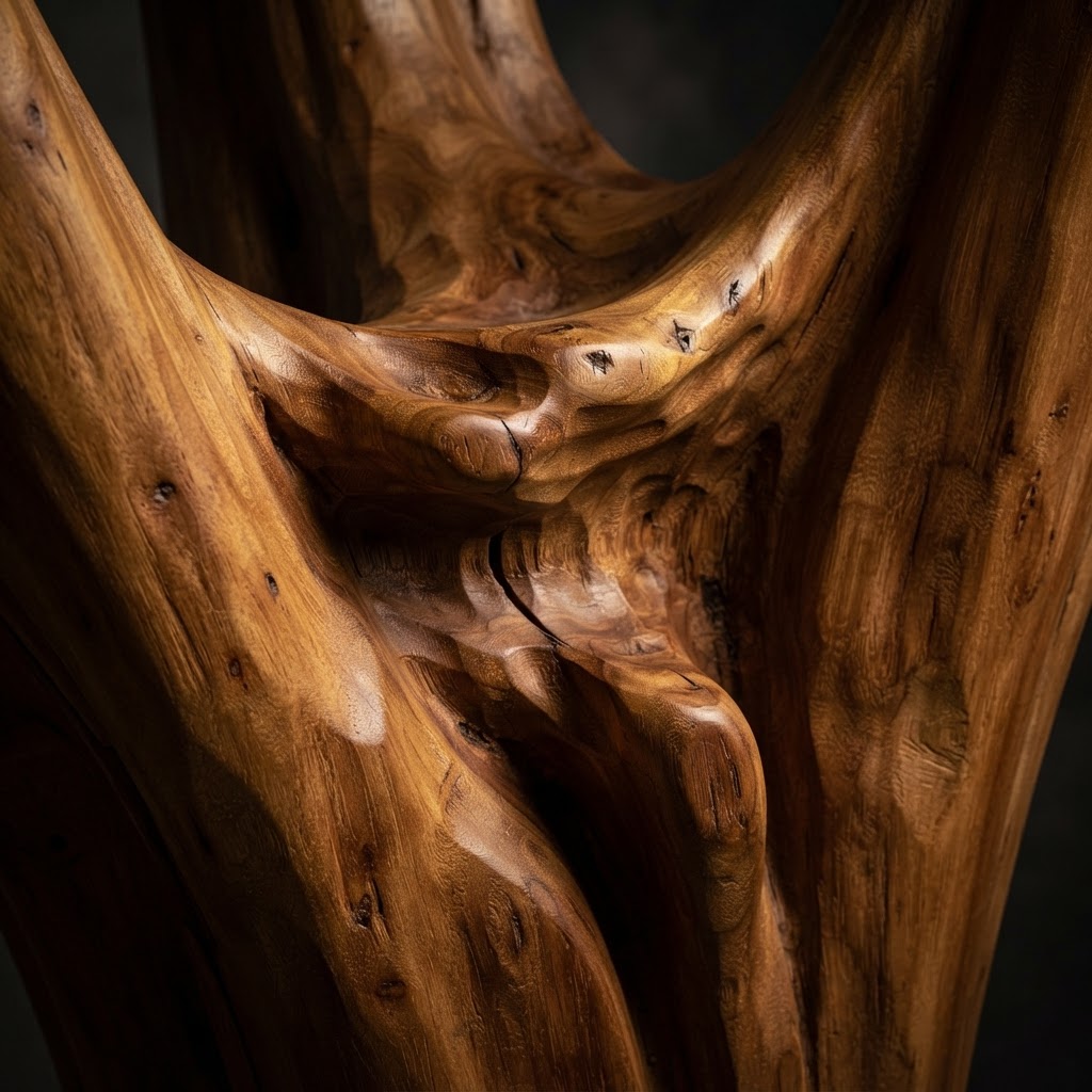 Sculptural Teak Wood Support