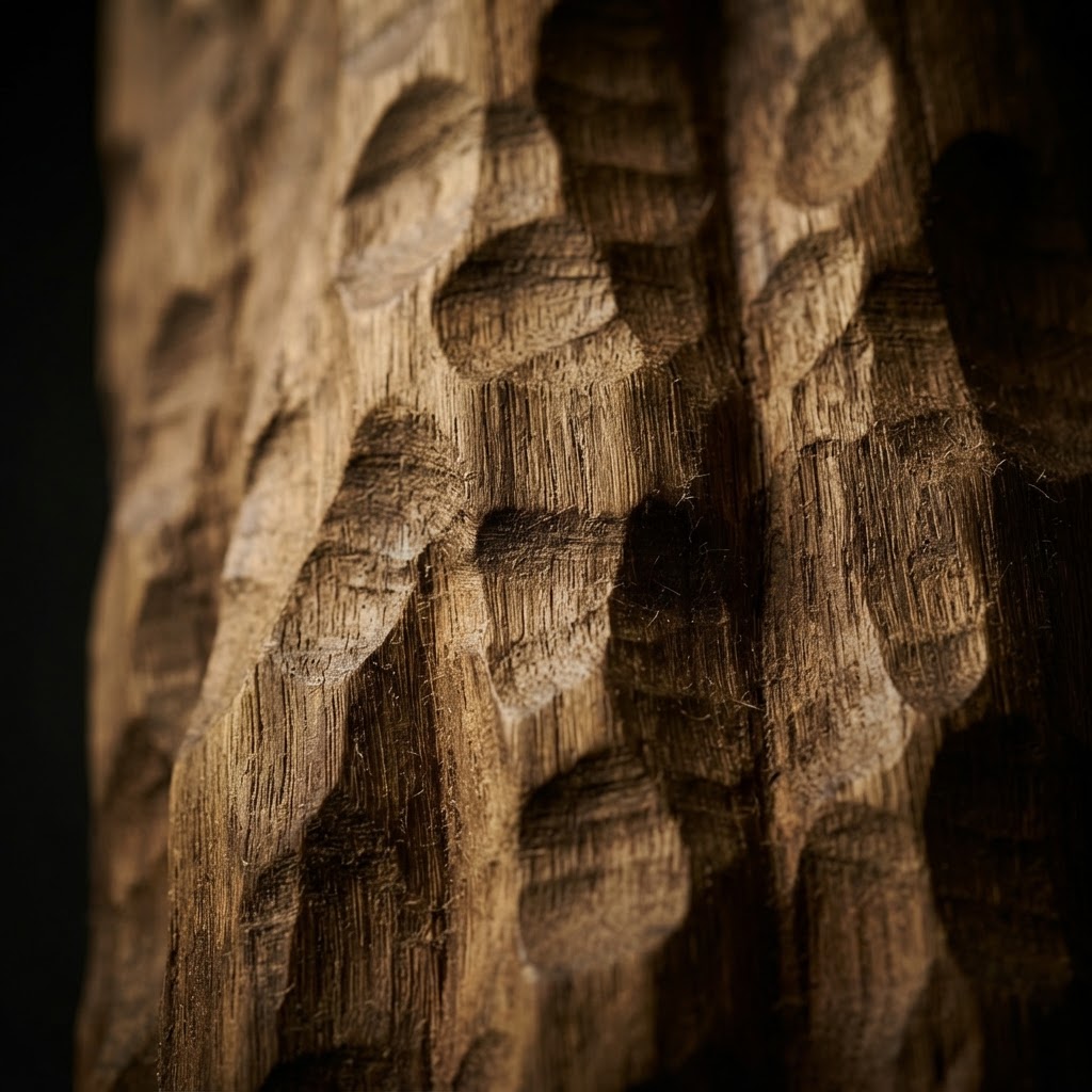 Carved Organic Teak Structural Columns
