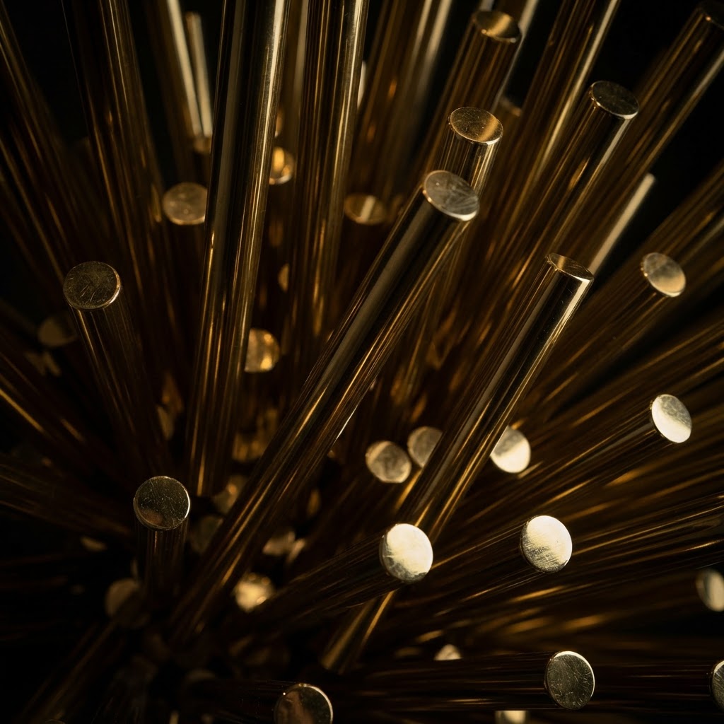 Polished Brass Rod Chandelier