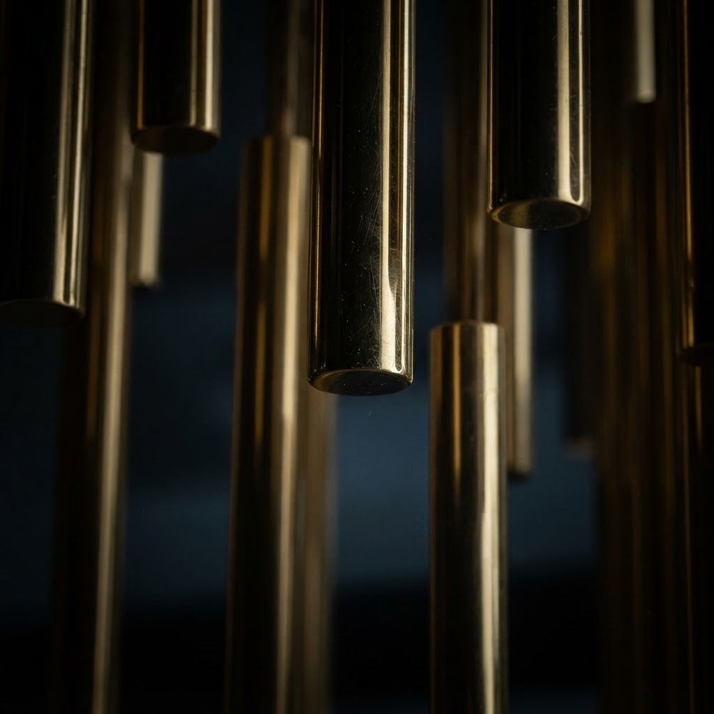 Polished Gold Metal Chandelier
