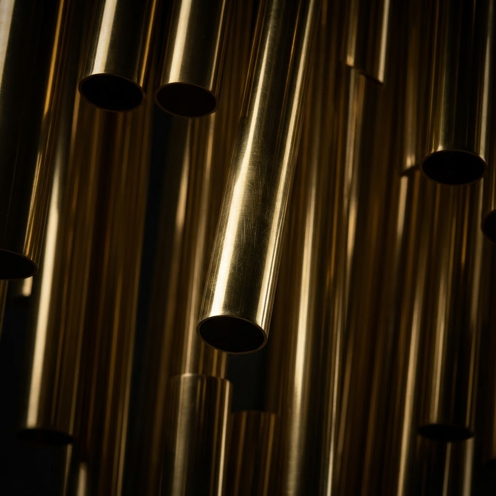 Polished Brass Tubular Chandelier