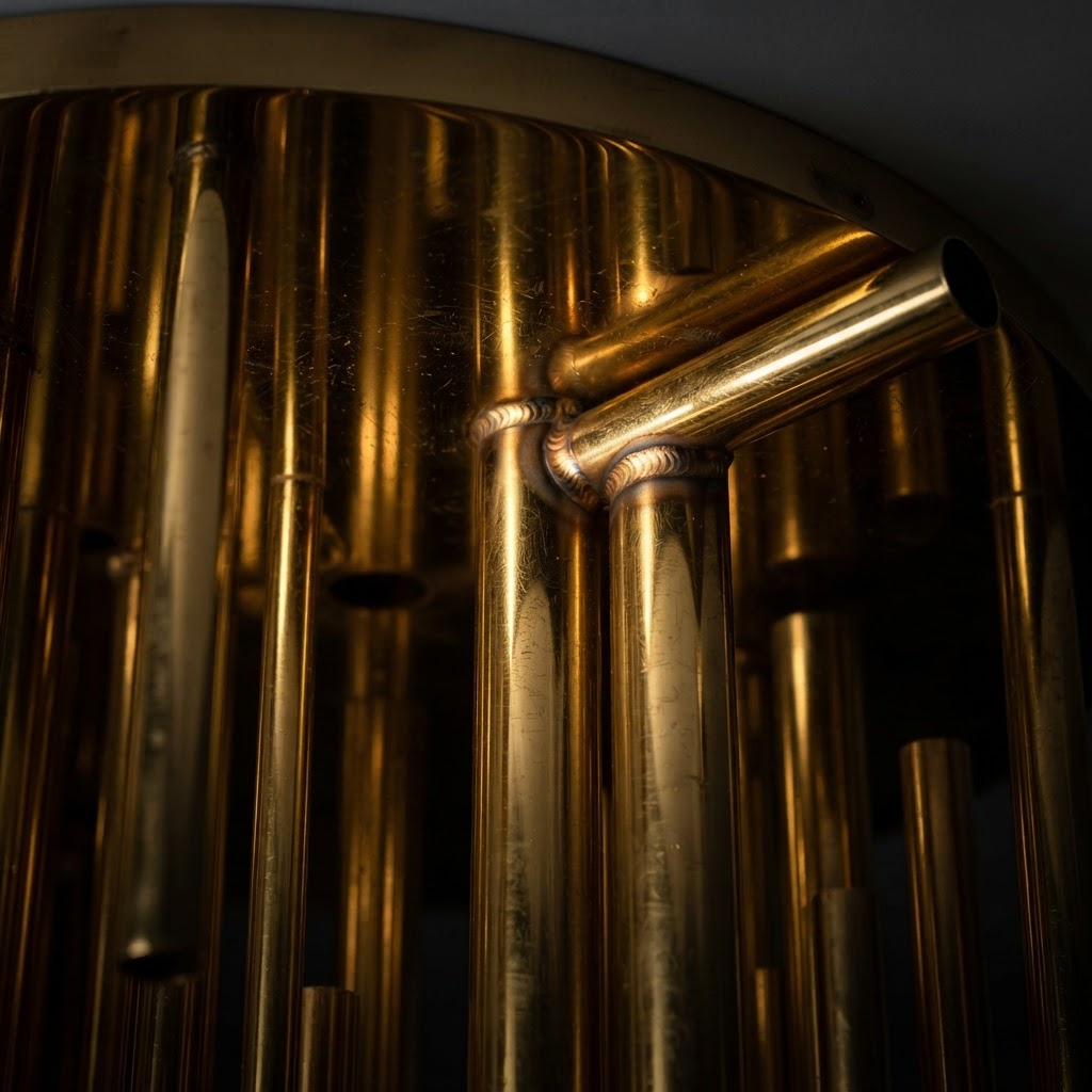 Polished Gold Metal Tube Chandelier