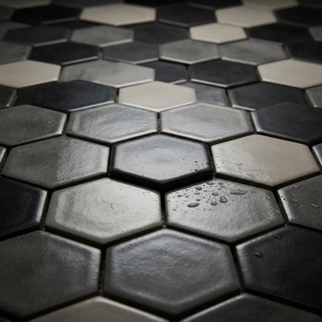 Hexagonal Monochrome Floor Mosaics