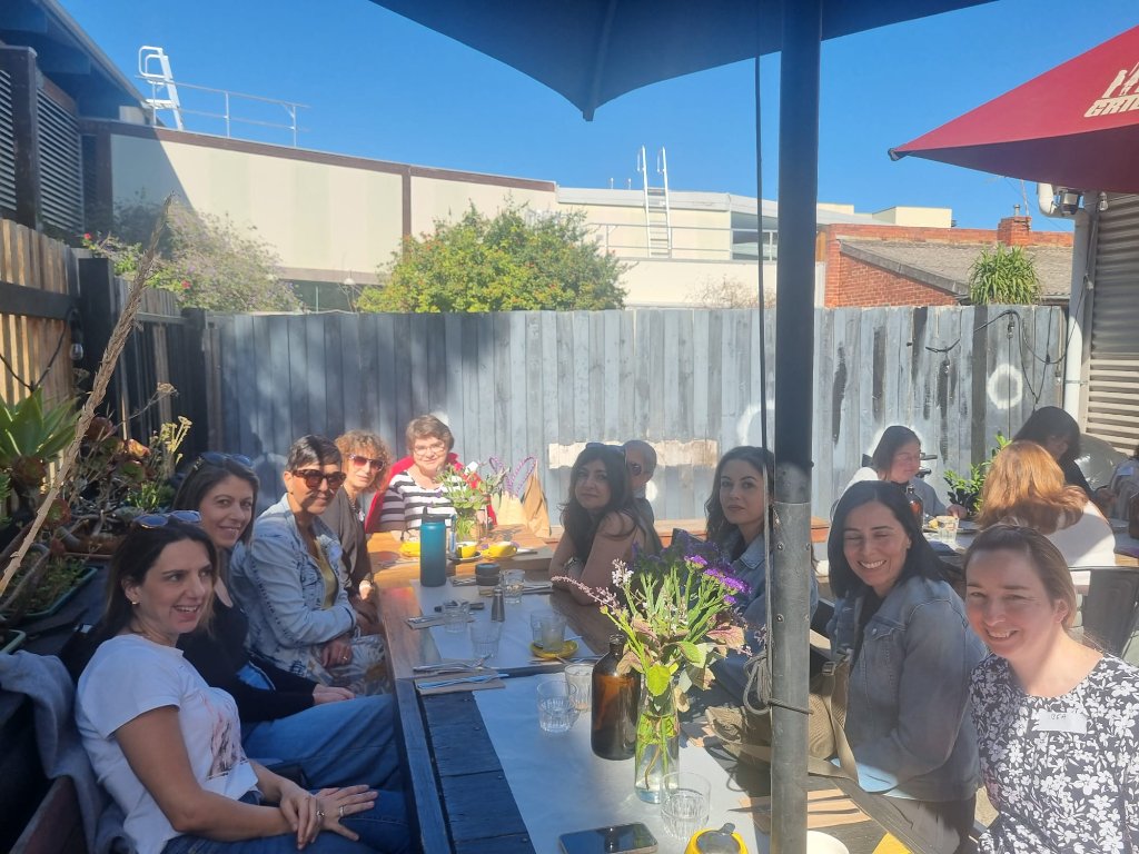 Women's outdoor cafe lunch
