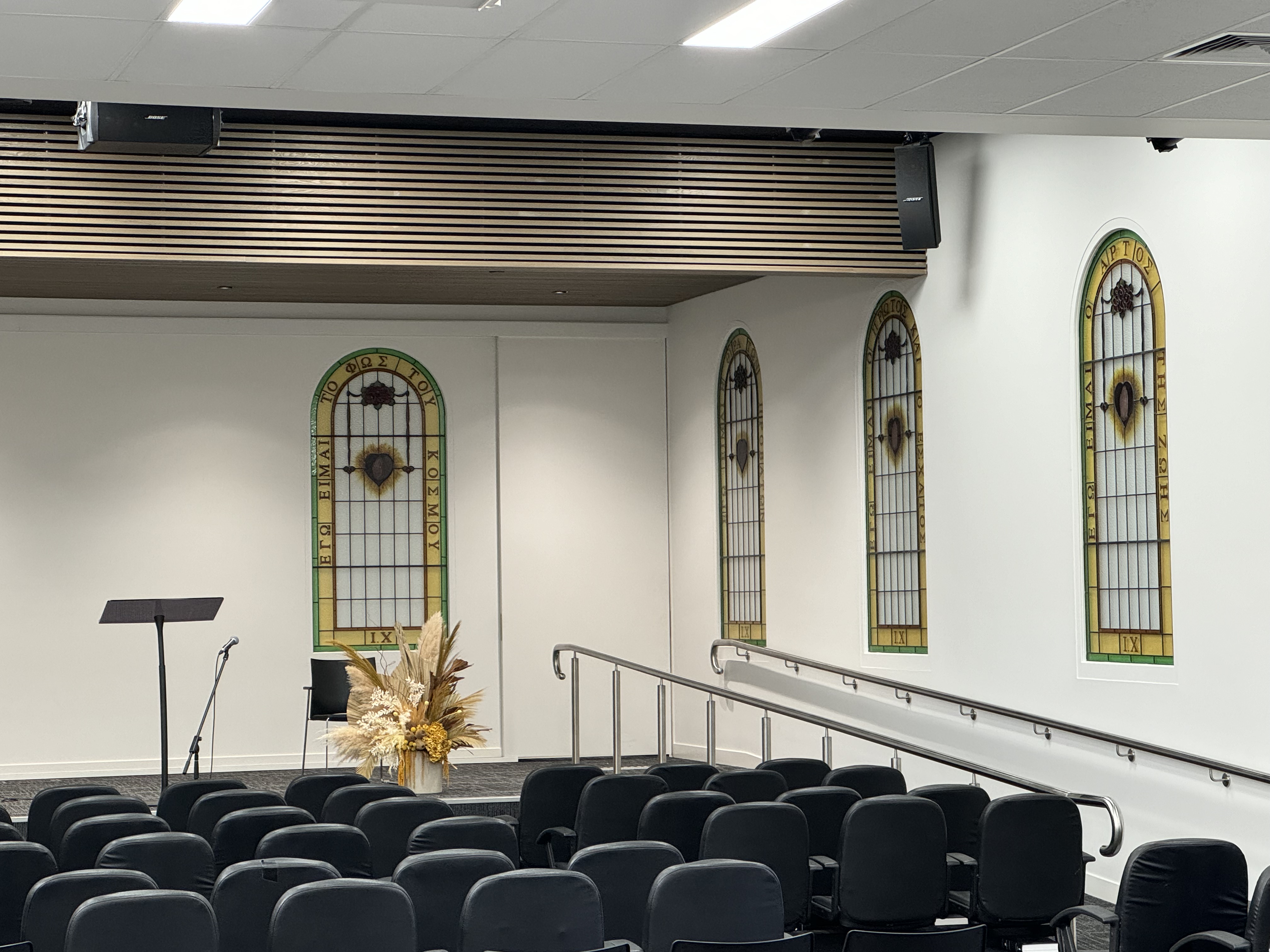 Sanctuary with stained glass
