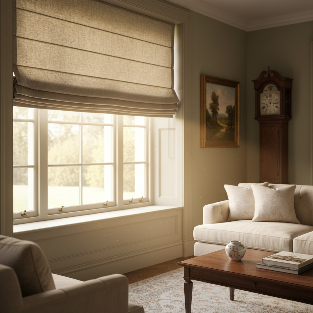 Bespoke Roman blinds fitted in a Yorkshire home