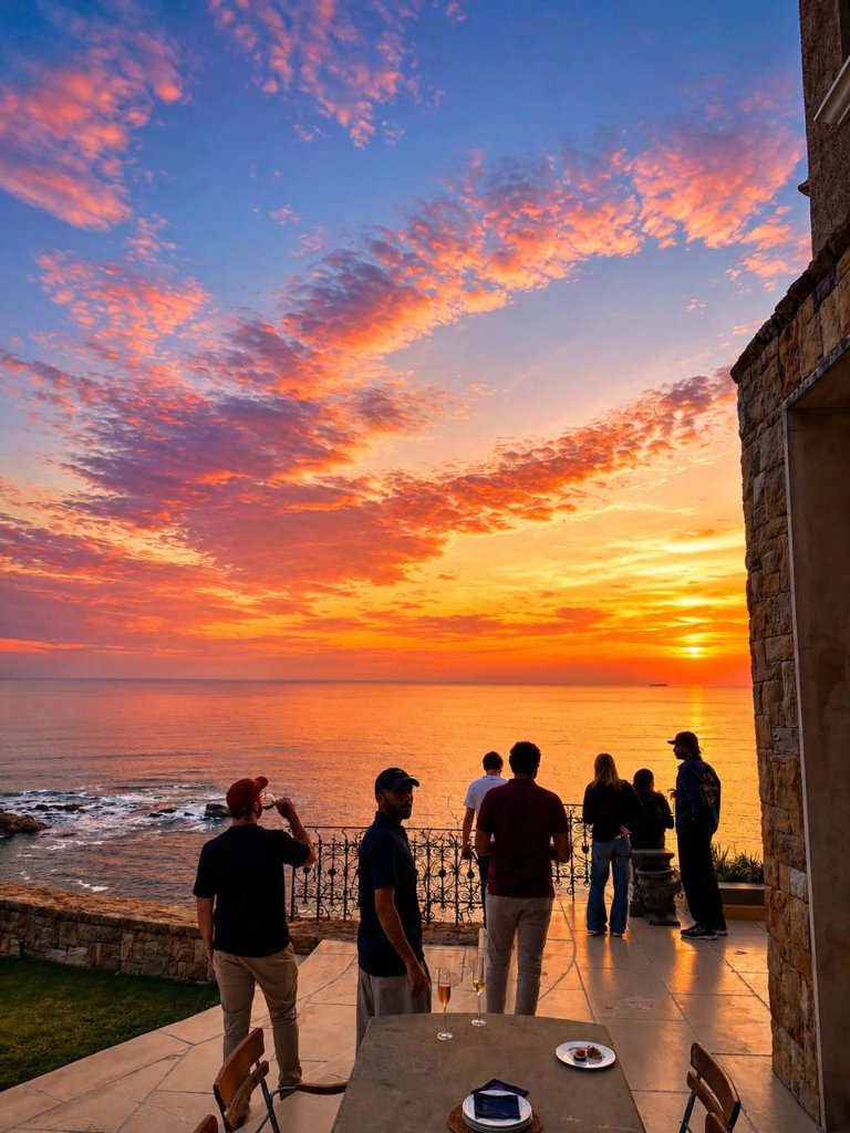BoKaap House guests watching the sunset over the ocean on the Cape Peninsula day trip