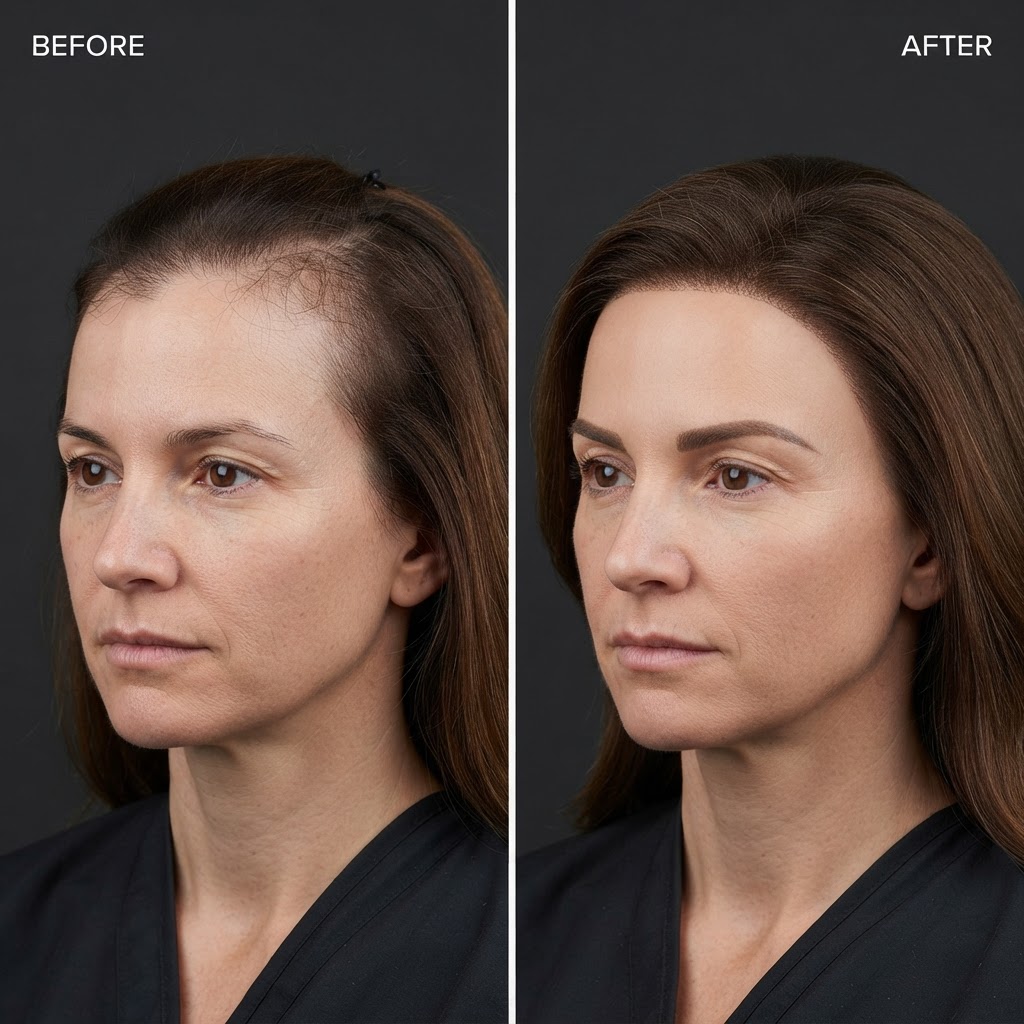 FiberNova before and after — Front View — Woman