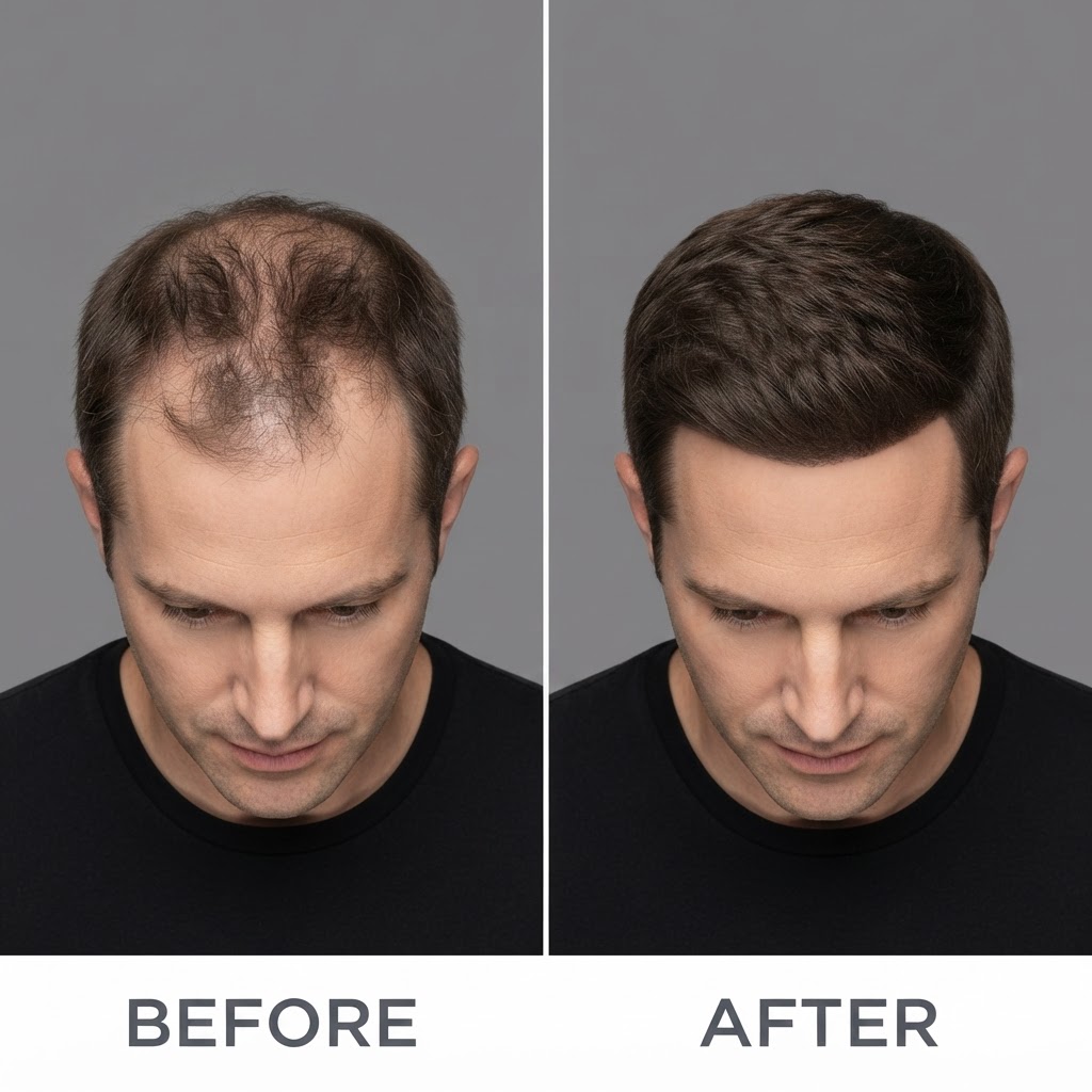 FiberNova before and after — Close-Up — Man