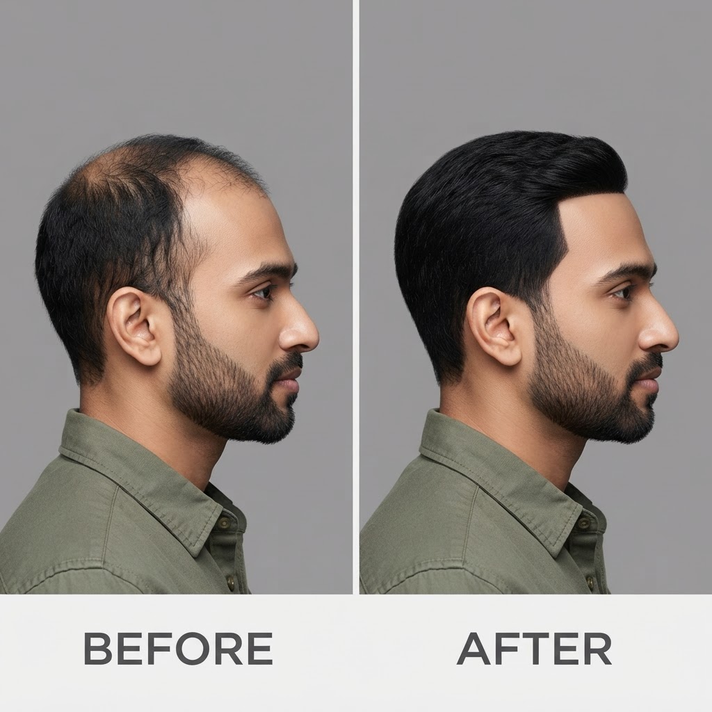 FiberNova before and after — Side View — Man