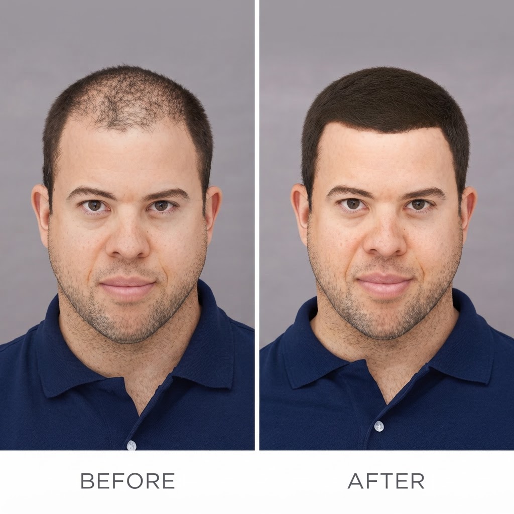 FiberNova before and after — Front View — Man