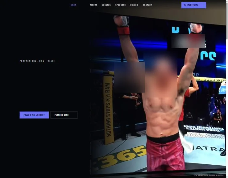 Professional athlete website built by Control Point AI Firm