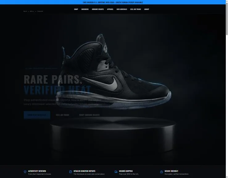 Sneaker and streetwear retail website built by Control Point AI Firm