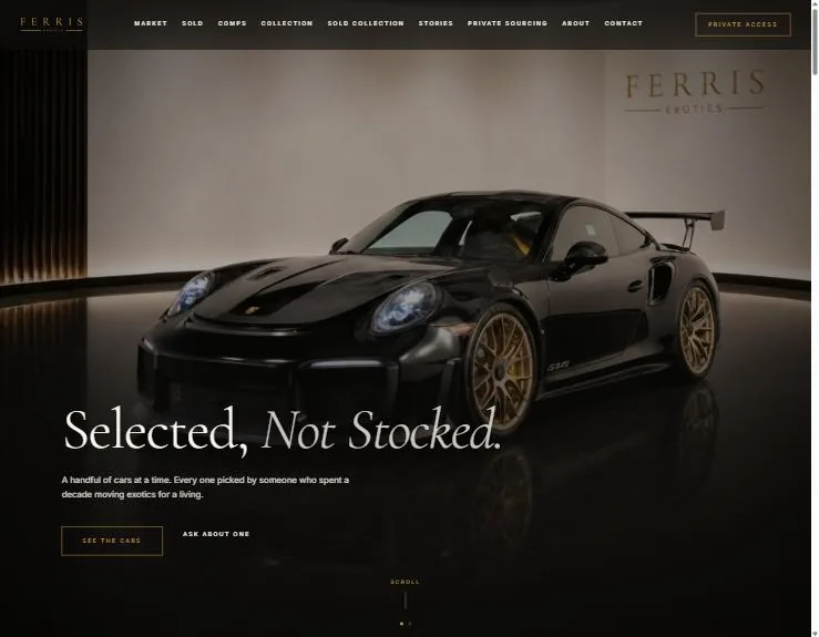 Luxury and exotic auto website built by Control Point AI Firm
