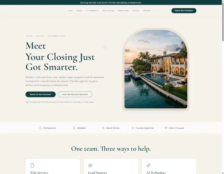 Title and real estate services website built by Control Point AI Firm
