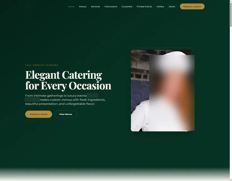 Catering and events website built by Control Point AI Firm