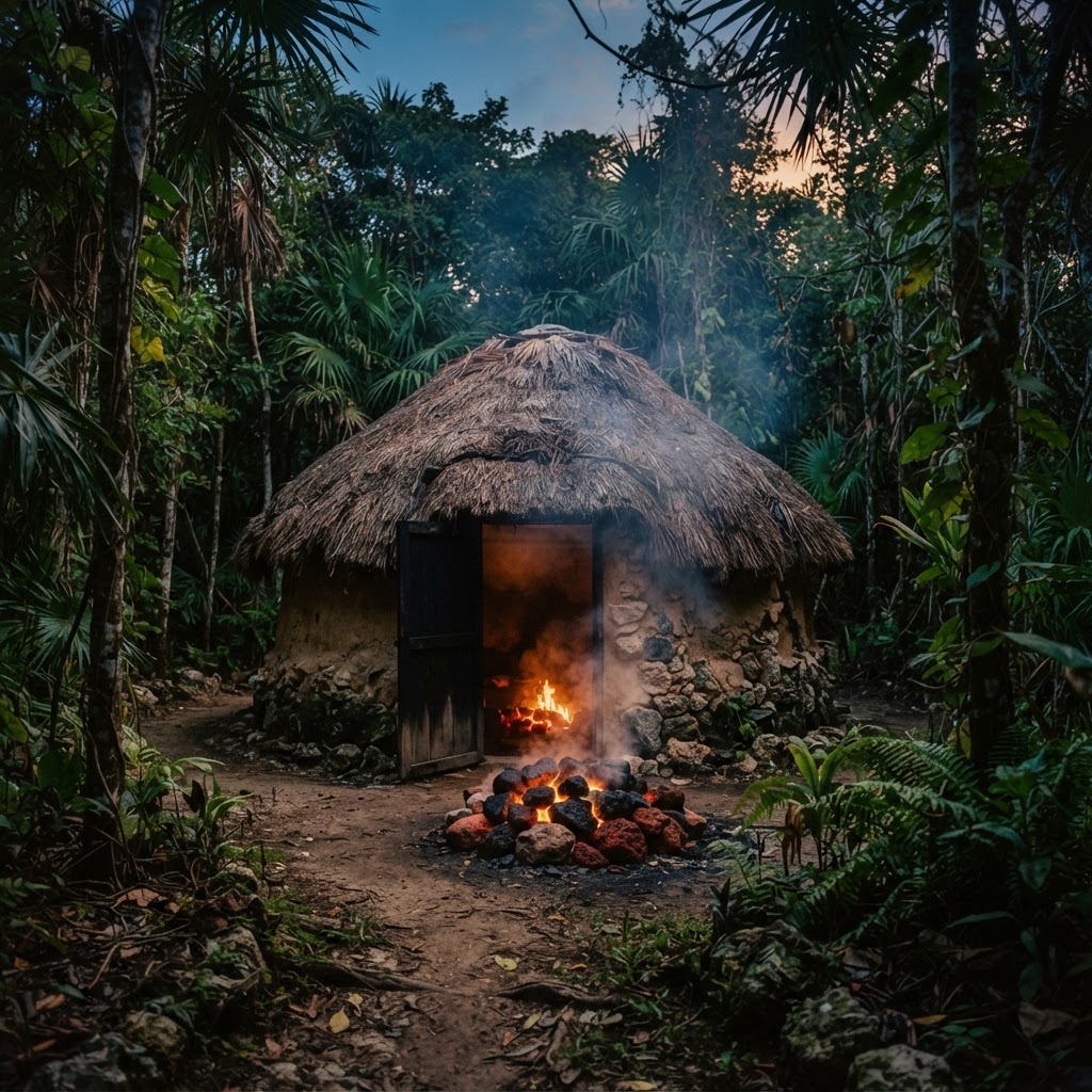 Temazcal ceremony · illustrative