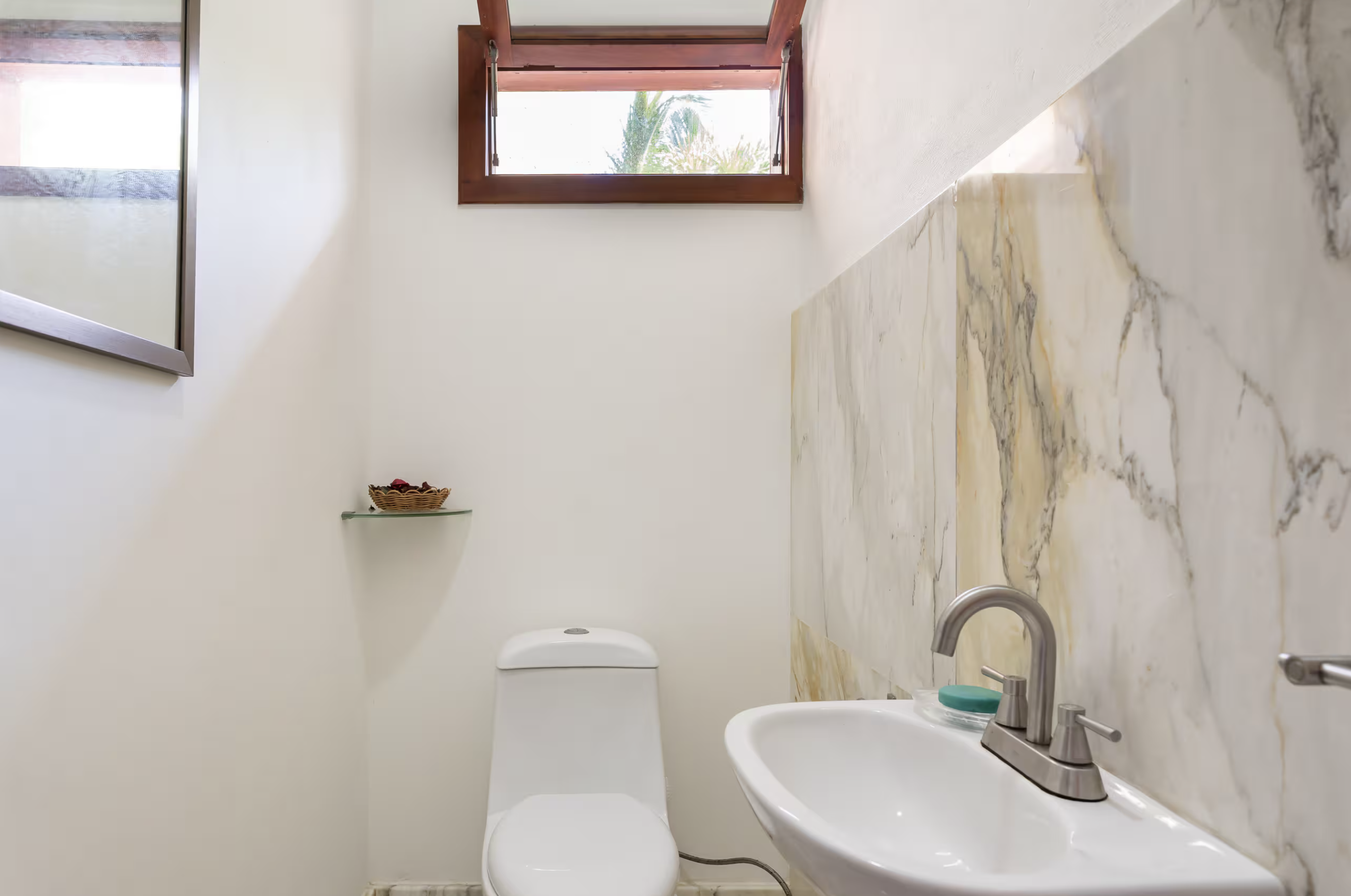 Compact bathroom with marble slab