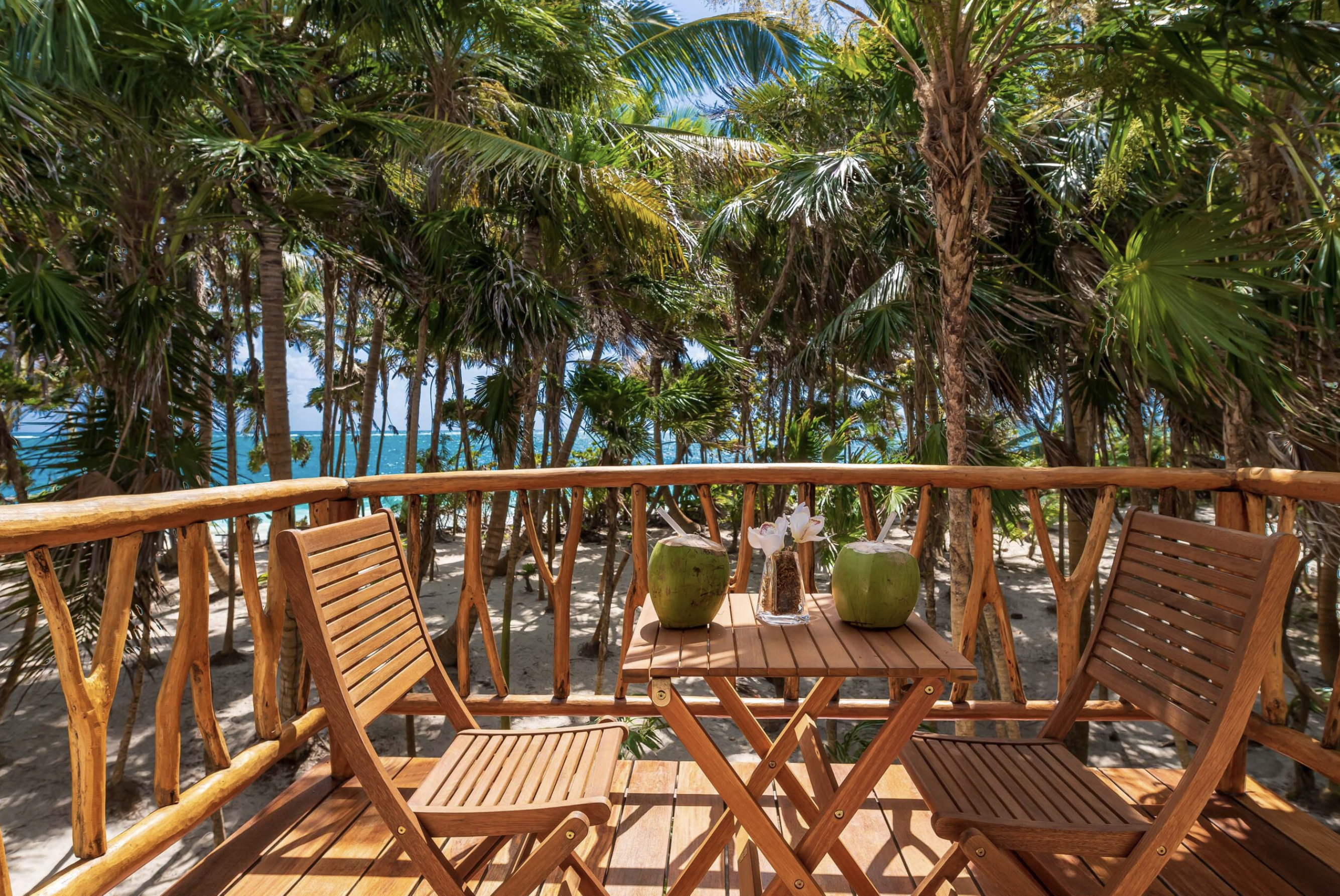 Balcony with coconuts & sea view