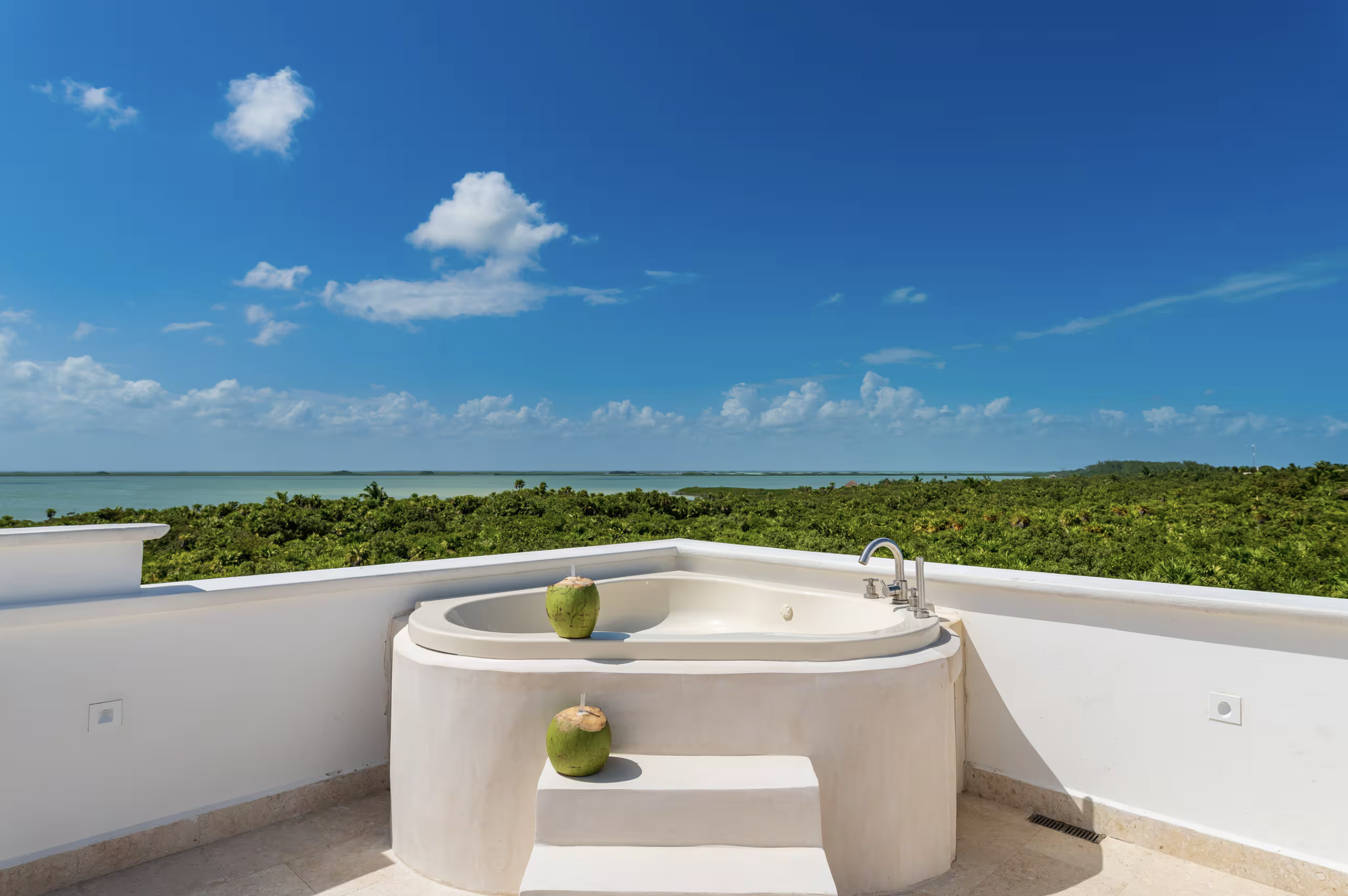 Corner jacuzzi with coconuts & sea view