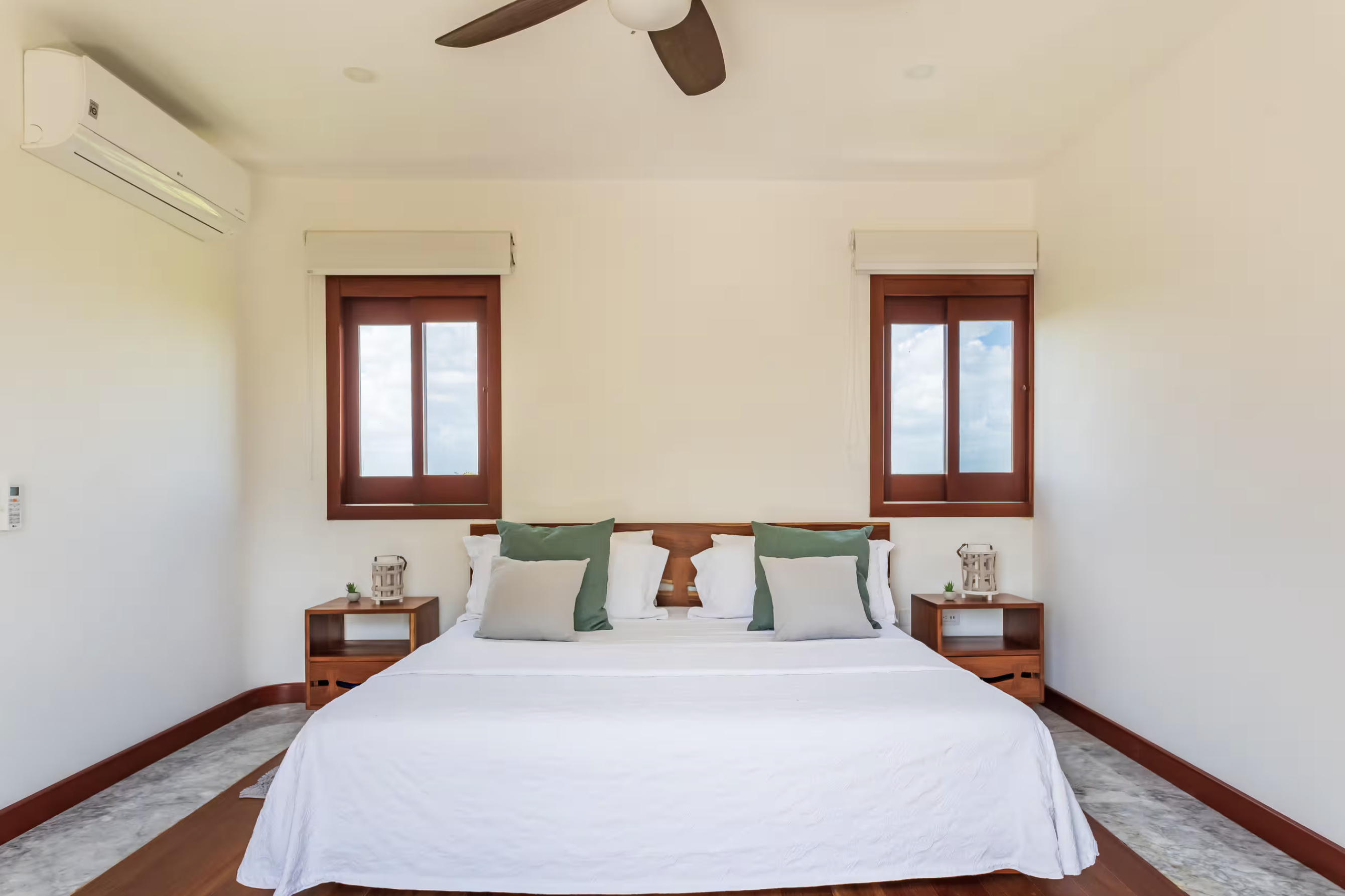 Bedroom with symmetrical nightstands