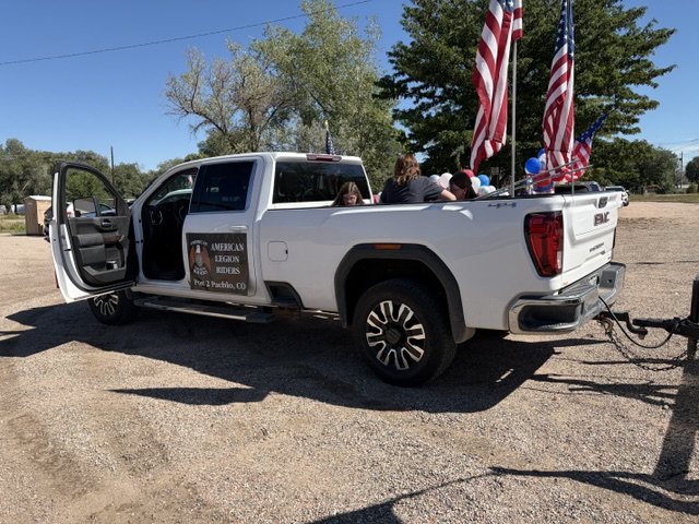 Avondale Veteran's Parade — American Legion Riders Post 2 GMC truck with flags and balloons
