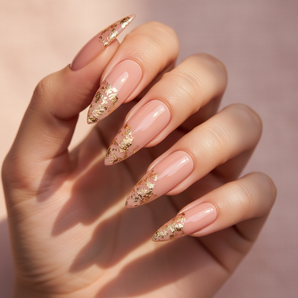 Long Stiletto — Gold Accent