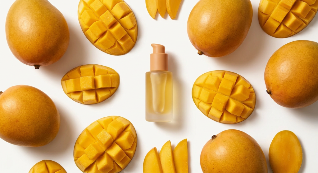 Mango flatlay — Glow Guard SPF 50 serum