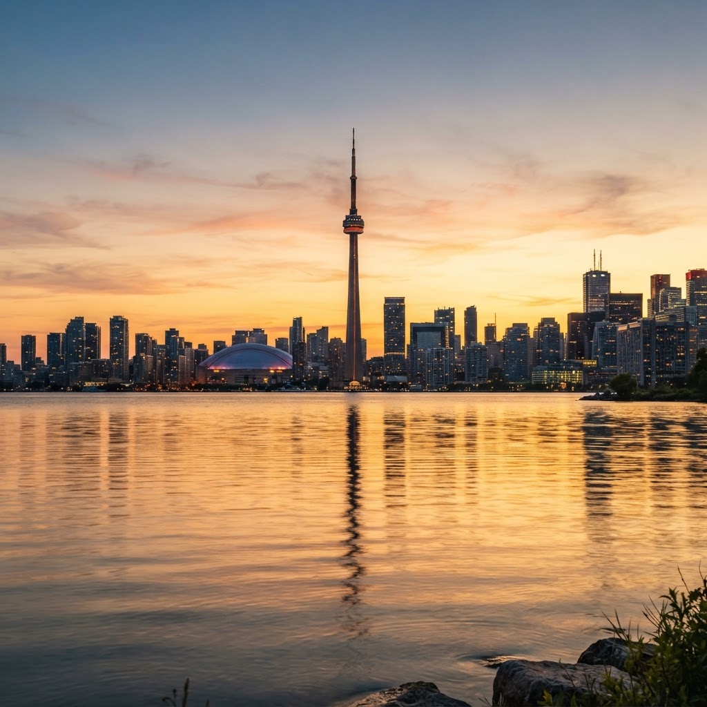 Toronto skyline at golden hour