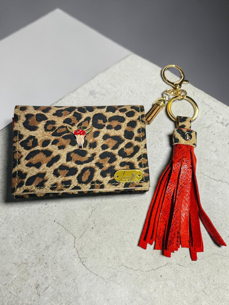 Set Billetera + Llavero Cuero - Multicolor Colección