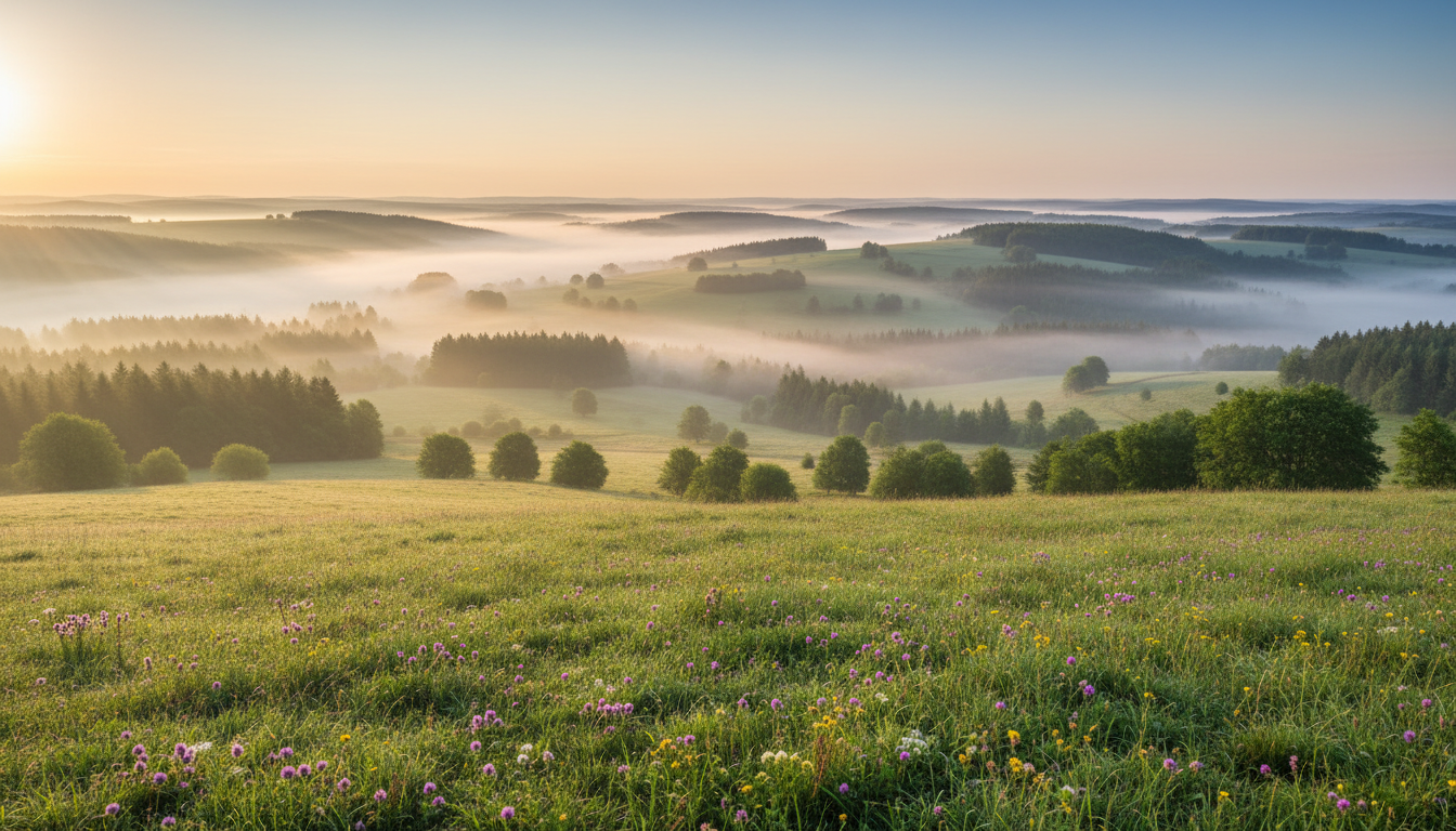 Hunsrück Landschaft bei Sonnenaufgang