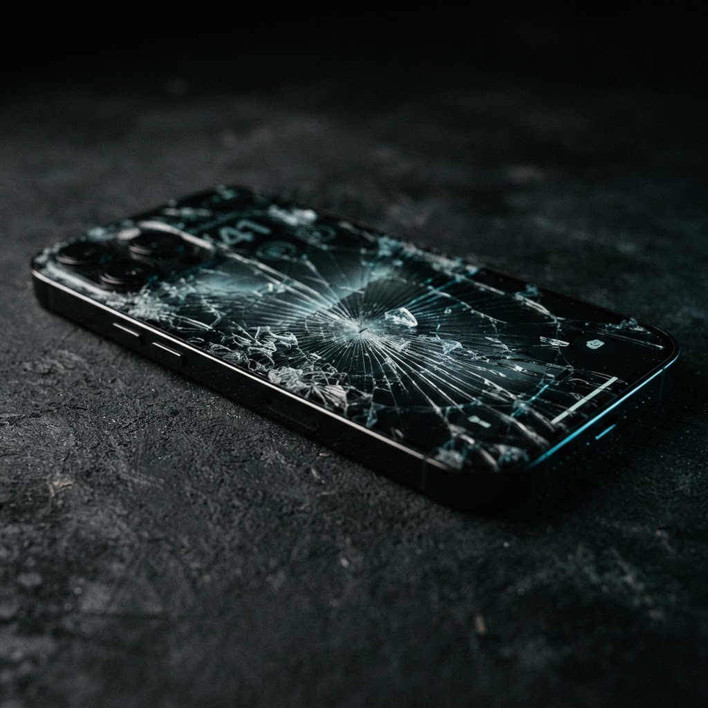 Damaged Apple device before repair