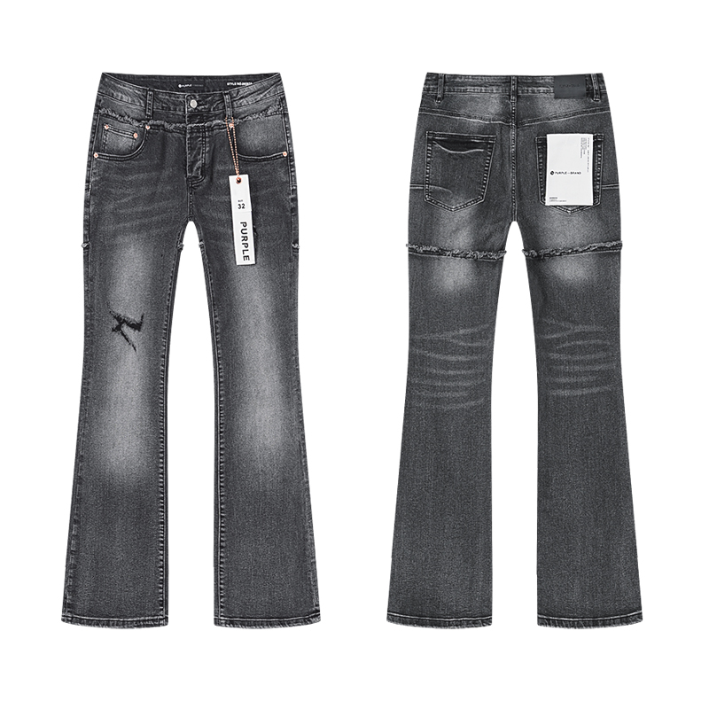 Purple Brand Ripped Two-Tone Flare Jeans — Grey (Women's)