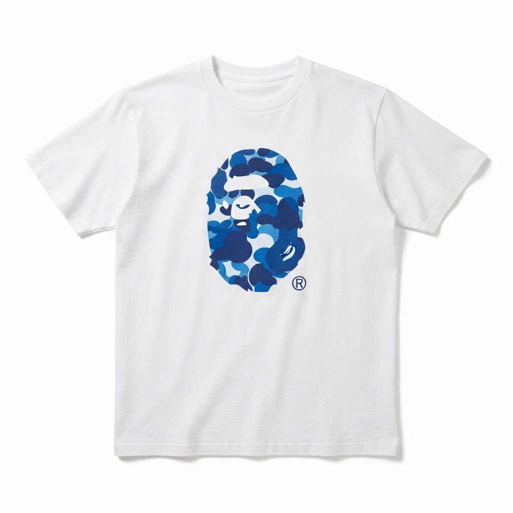 BAPE Blue Camo Ape Head Tee