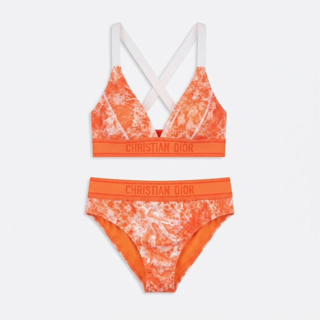 Dior Marbled Print Bikini Set