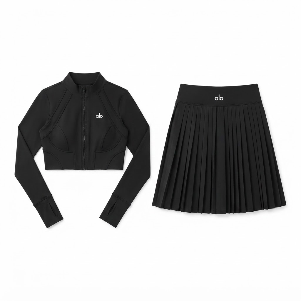 Alo Sports Bra & Pleated Skirt Set