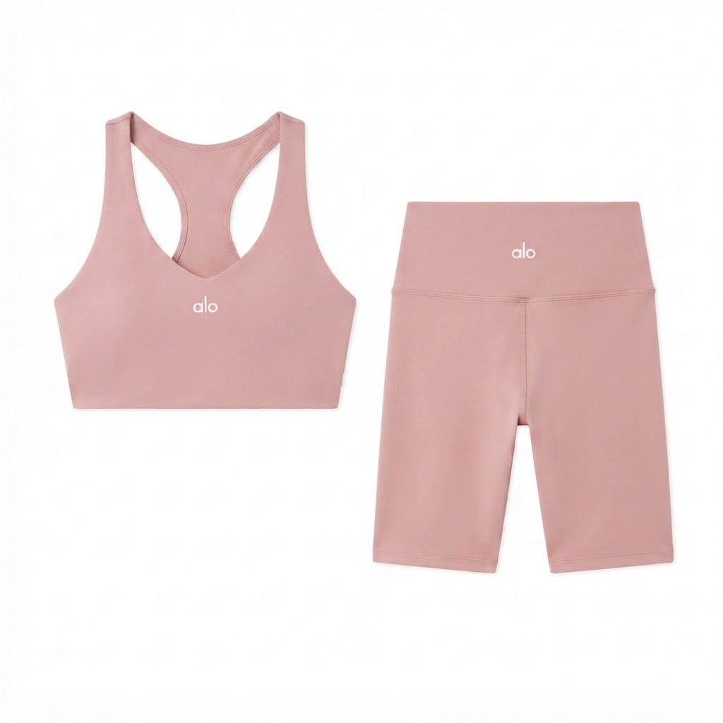 Alo Racerback Sports Bra & Biker Shorts Set