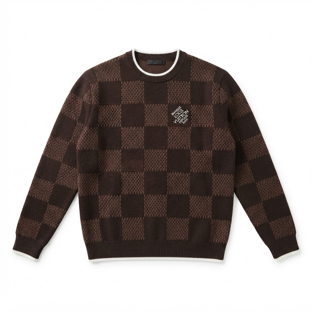LV Damier Chain Knit Sweater — Brown
