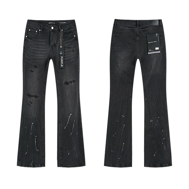 Purple Brand Distressed Rhinestone Flare Jeans — Black (Women's)