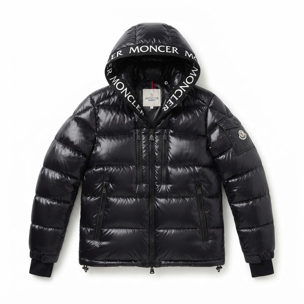 Moncler Maya Puffer Jacket — Black Logo Hood