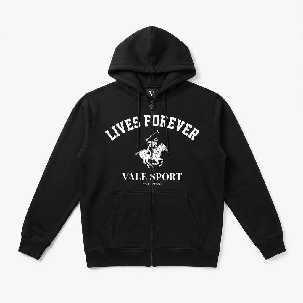 Vale Sport Zip-Up Hoodie — Black
