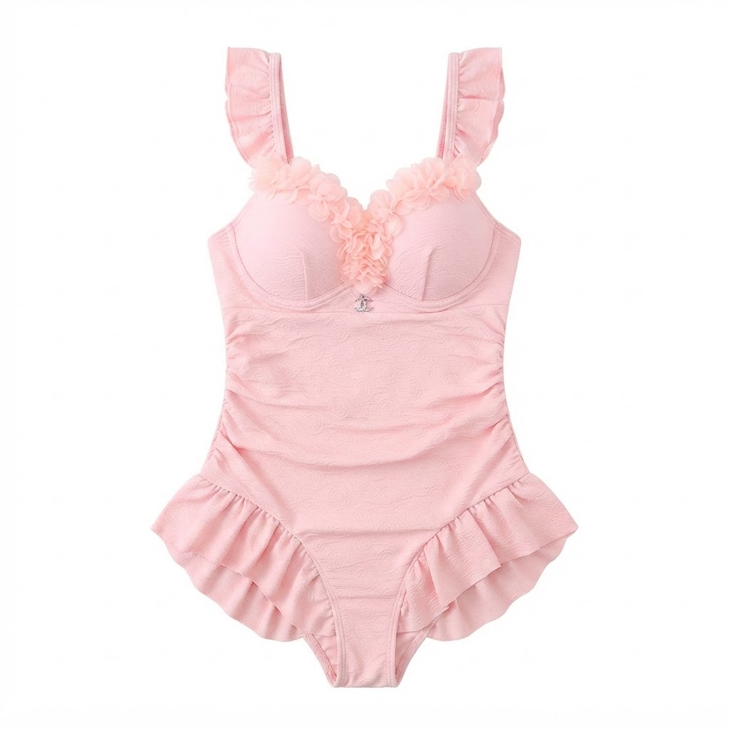 Pink Ruffled One-Piece Swimsuit
