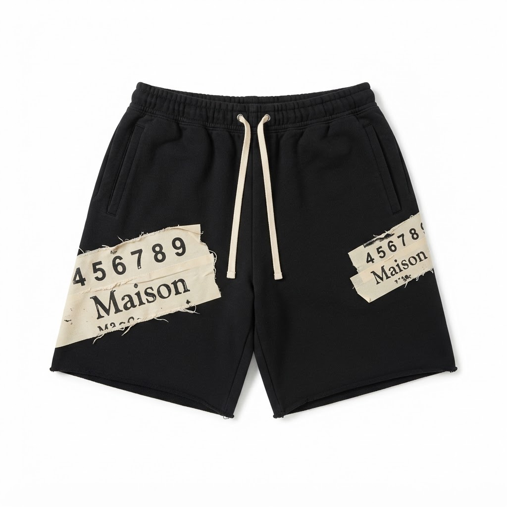 Maison Margiela Tape Patch Sweat Shorts — Black