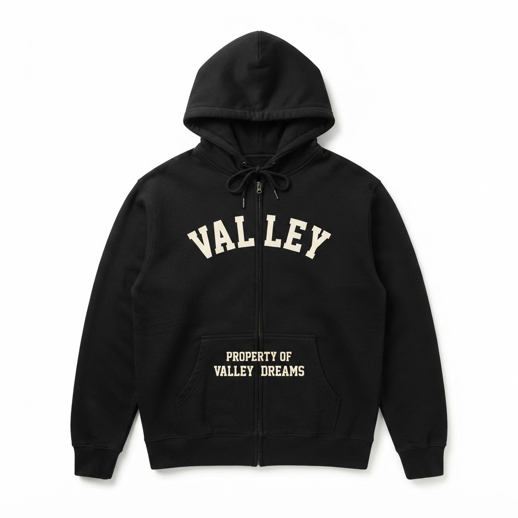 Valley Dreams Zip-Up Hoodie — Black